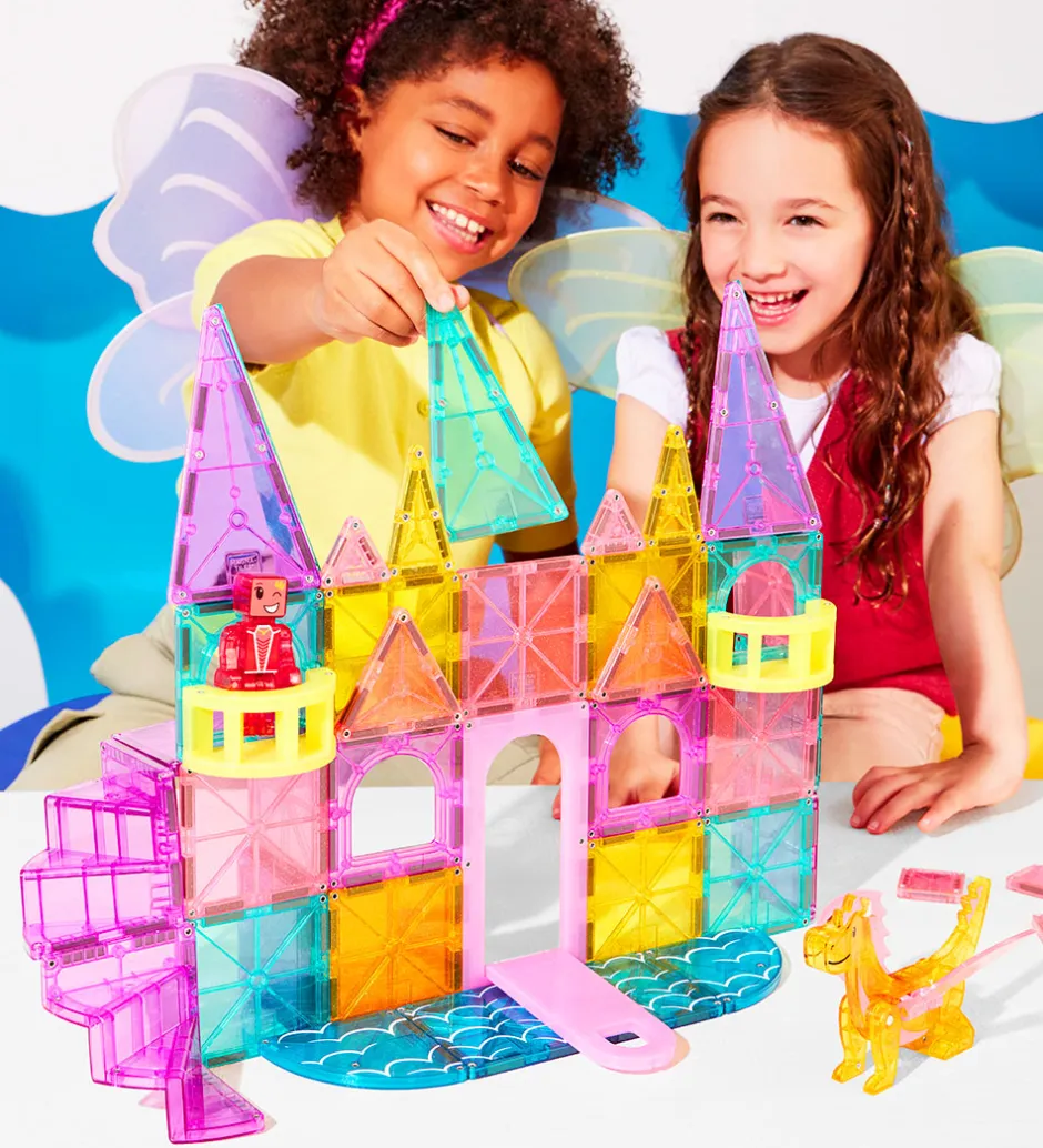 Magnetsæt - 48 Dele - Castle Deluxe + MicroMAGS>Magna-Tiles