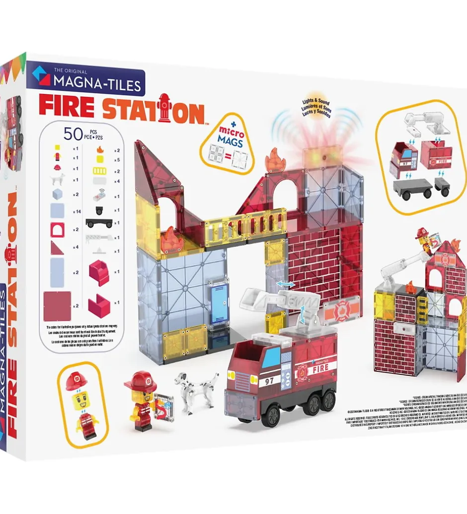 Magnetsæt - 50 Dele - Fire Station + MicroMAGS>Magna-Tiles Online