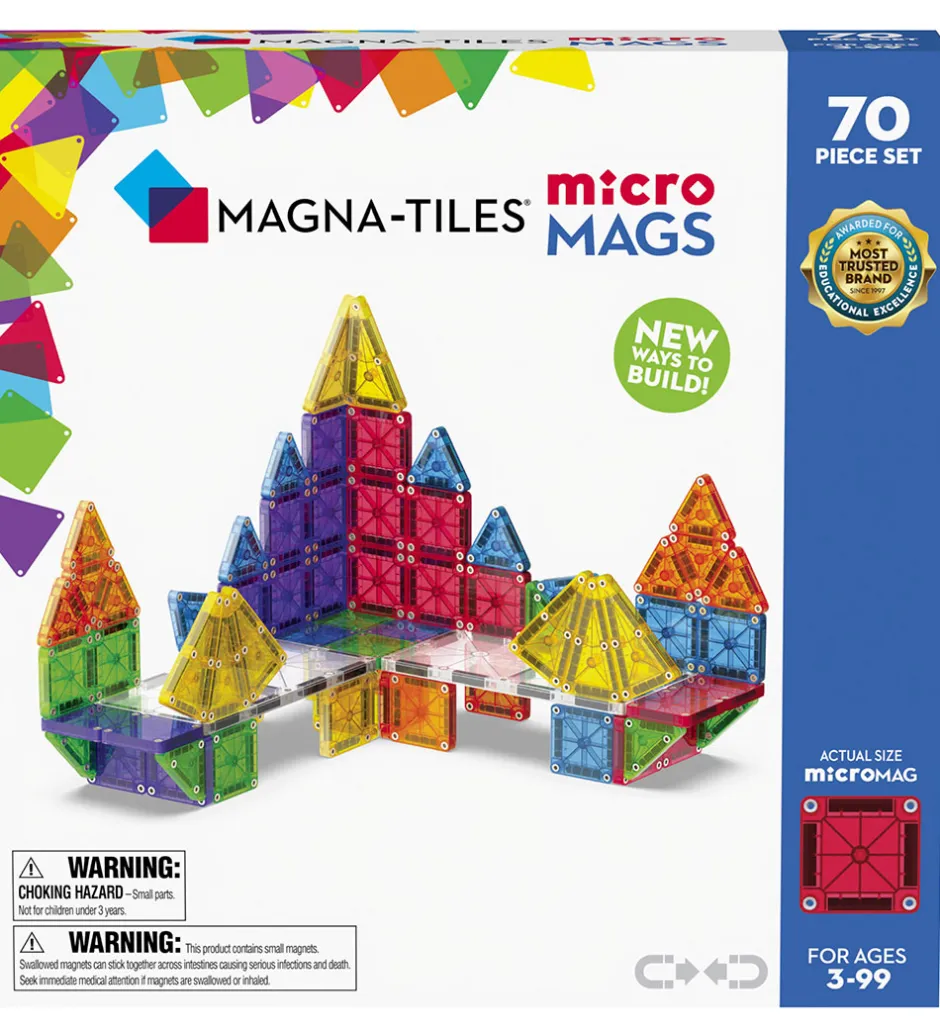 Magnetsæt - 70 Dele - MicroMAGS>Magna-Tiles Best