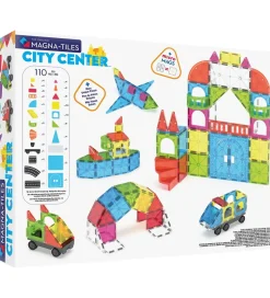 Magnetsæt - 110 Dele - City Center + MicroMAGS>Magna-Tiles Outlet