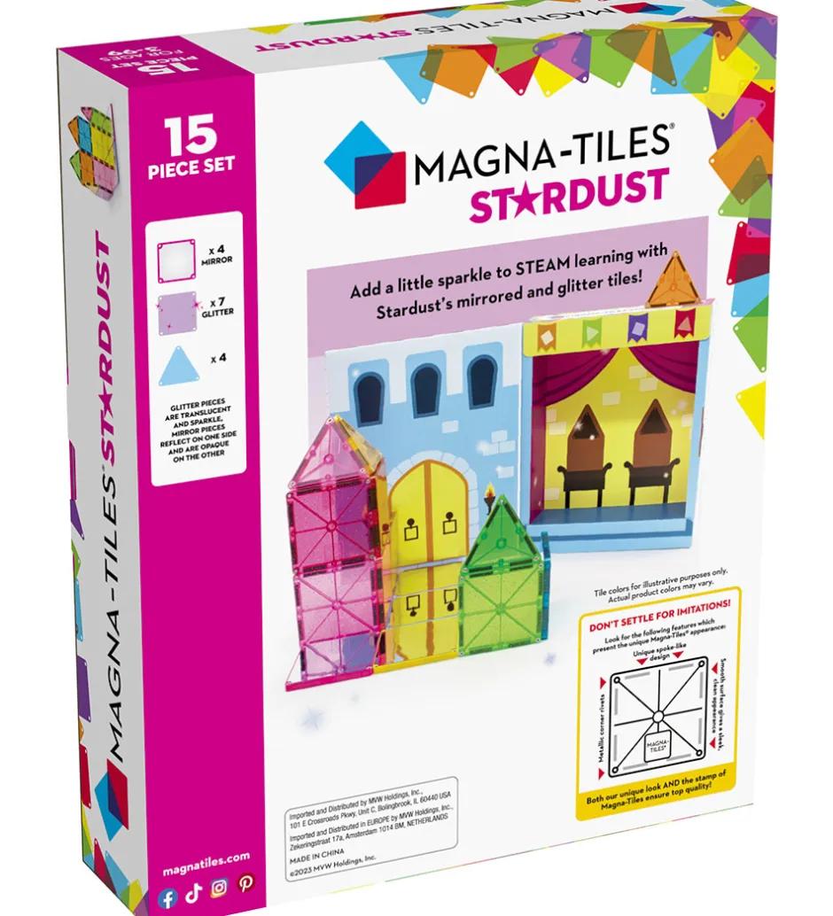 Magnetsæt - 15 Dele - Stardust Glitter & Spejle>Magna-Tiles Sale