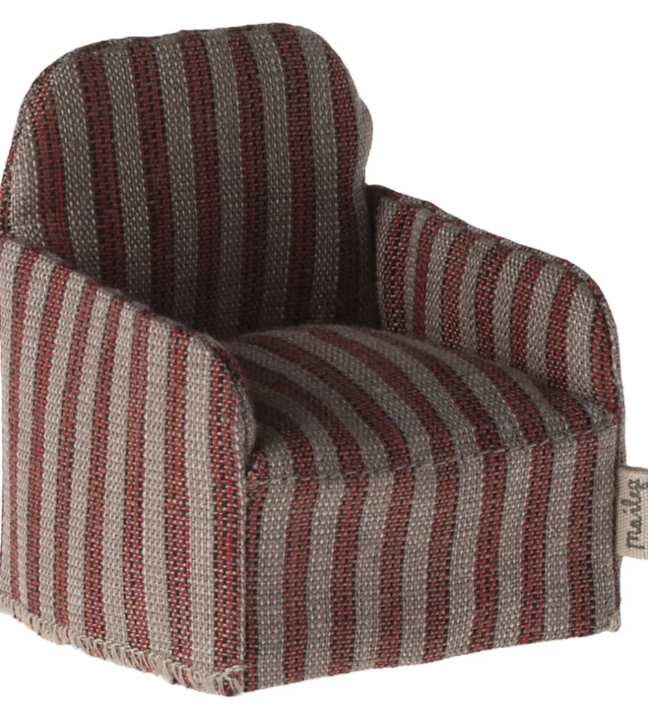 Miniature Lænestol - Mus - Rød/Stripe>Maileg Sale
