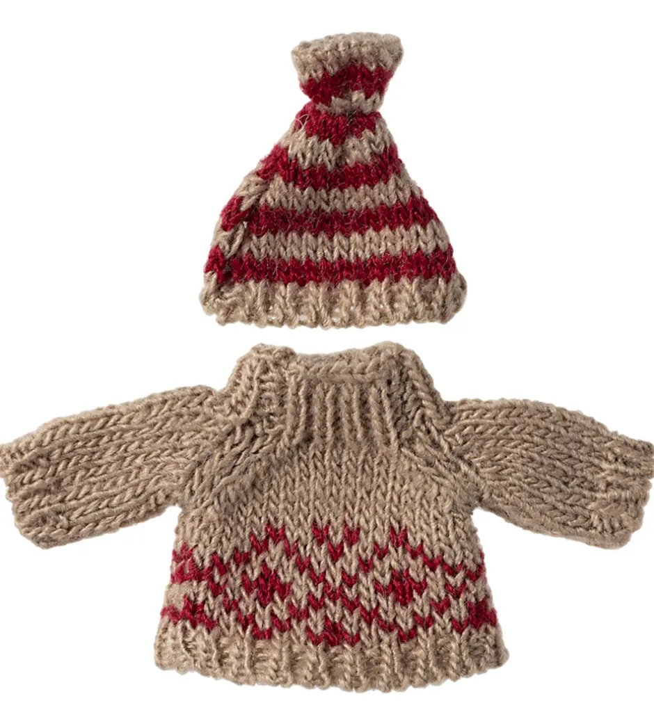 sweater/Hat - Strik - Mus - Mor>Maileg Clearance
