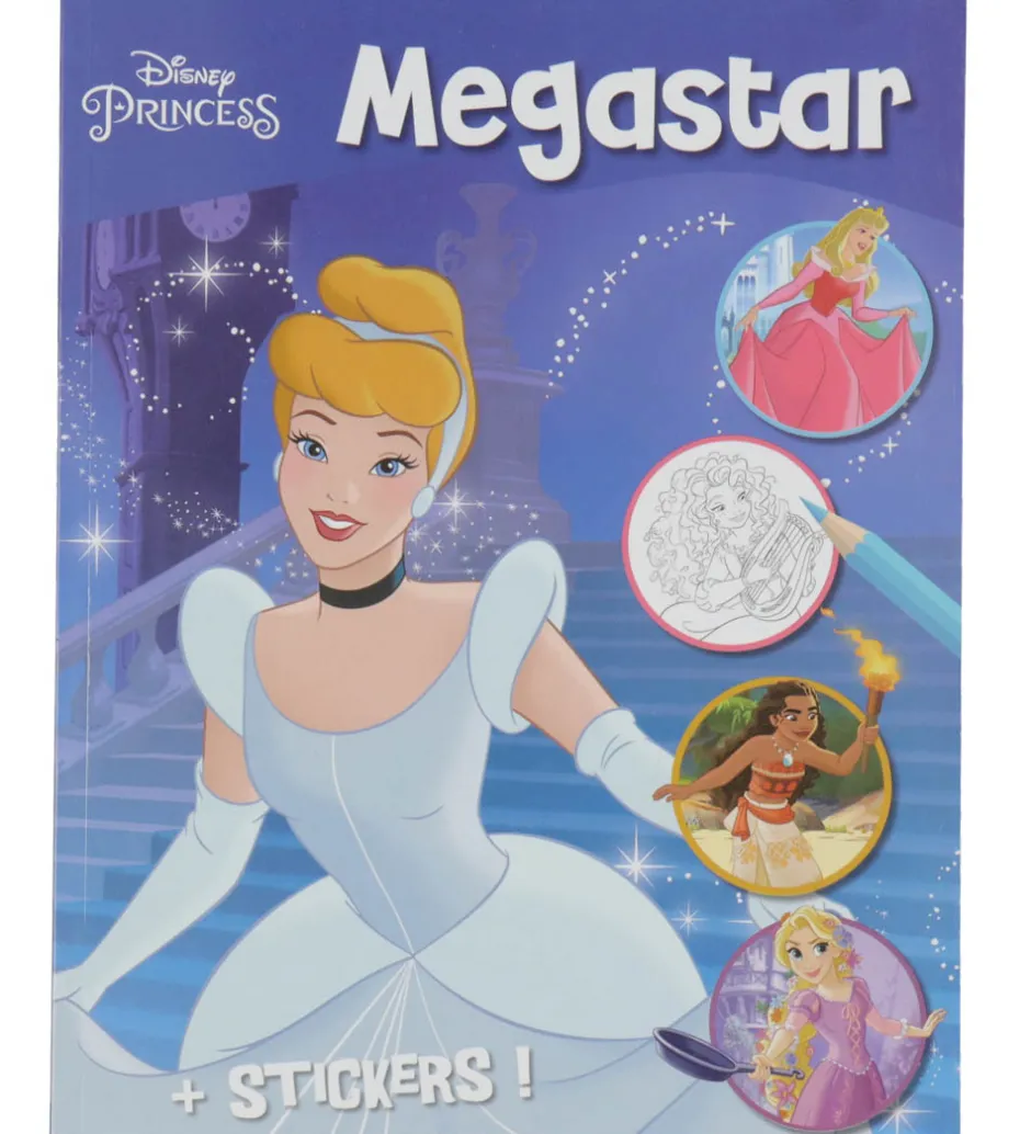 Malebog m. Klistermærker - 128 Sider - Disney Princess>Megastar