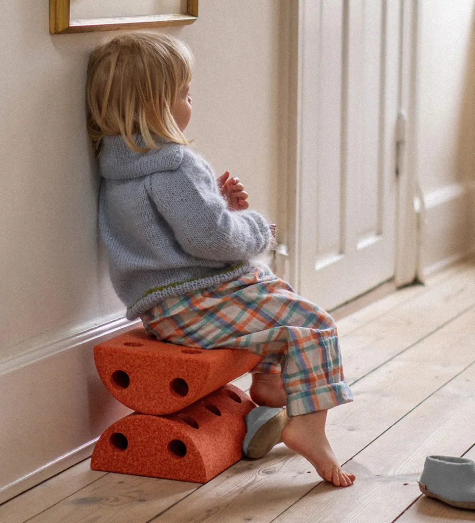 Børneskammel - 4 Dele - Burnt Orange/Dusty Green>MODU New
