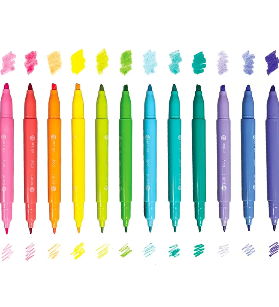 Dobbeltsidede Tuscher - Pastel Hues - 12 stk>Ooly Online