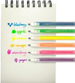 Kuglepenne m. Frugtduft - Neon - 6 stk - Yummy Yummy><noscript><img width=