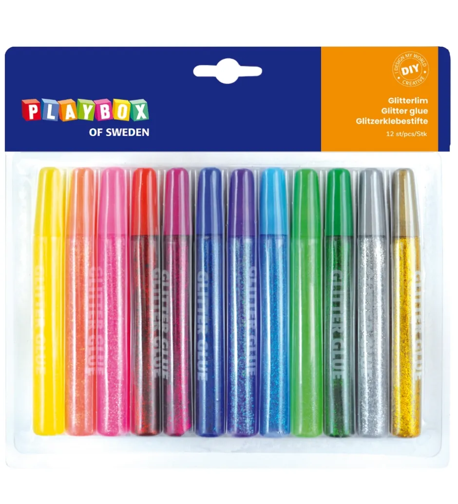 Glitterlim - 12 Farver>Playbox Online