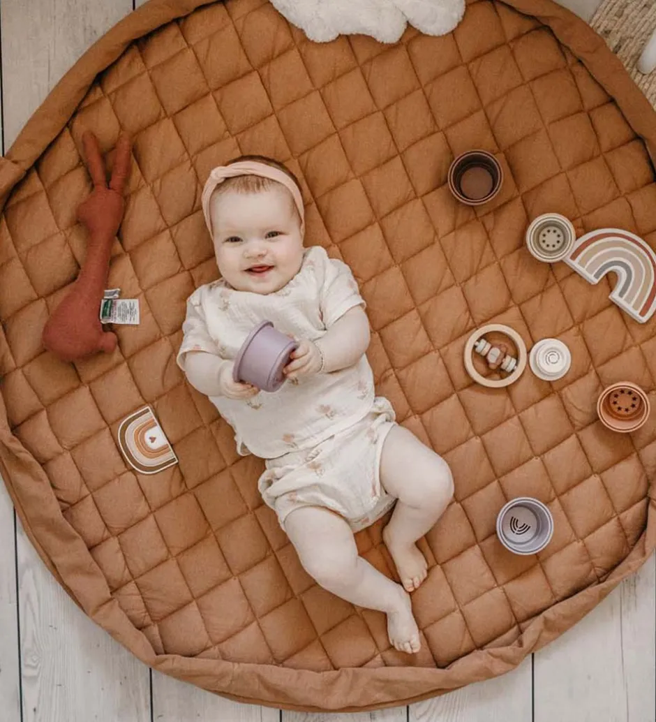 Legetøjstæppe - Ø120 - Soft Organic - Tawny Brown>Play&Go Outlet