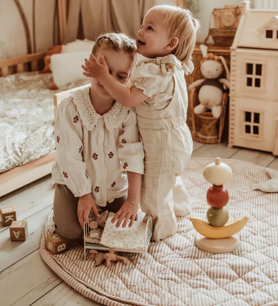 Legetøjstæppe - Ø120 cm - Soft Organic - Stripes Brown>Play&Go Best