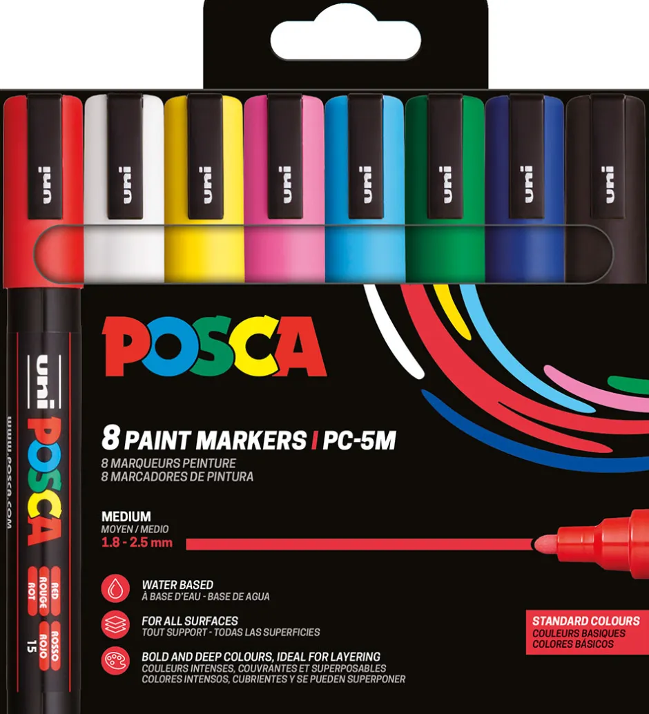 Tuscher - PC-5M - 8 stk. - Multifarvet>Posca Online