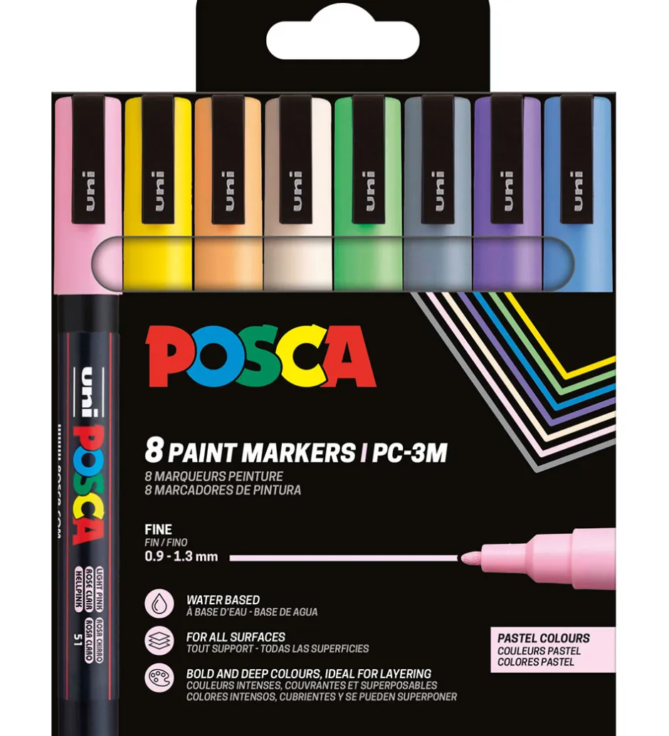 Tuscher - PC-3M - 8 stk. - Pastelfarver>Posca Online