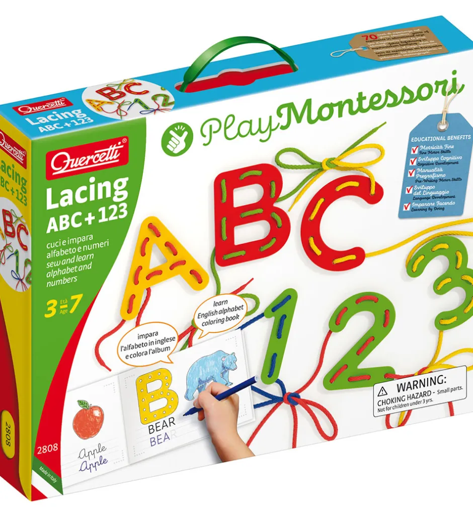 Læringssæt - Lacing ABC+123 - Play Montessori - 2802>Quercetti