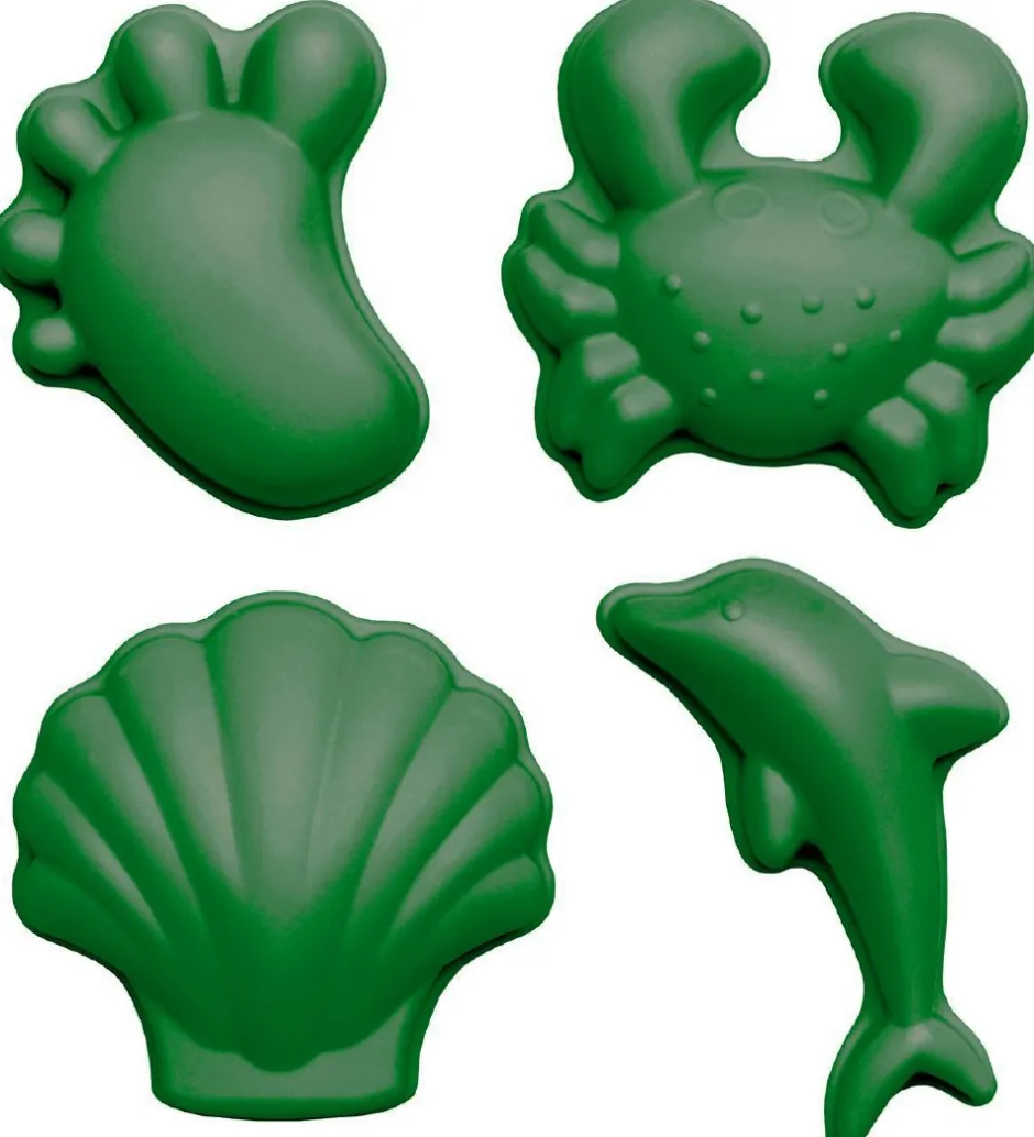 Sandforme - 4 stk. - Silikone - 6,5-10,5 cm - Dark Moss>Scrunch New