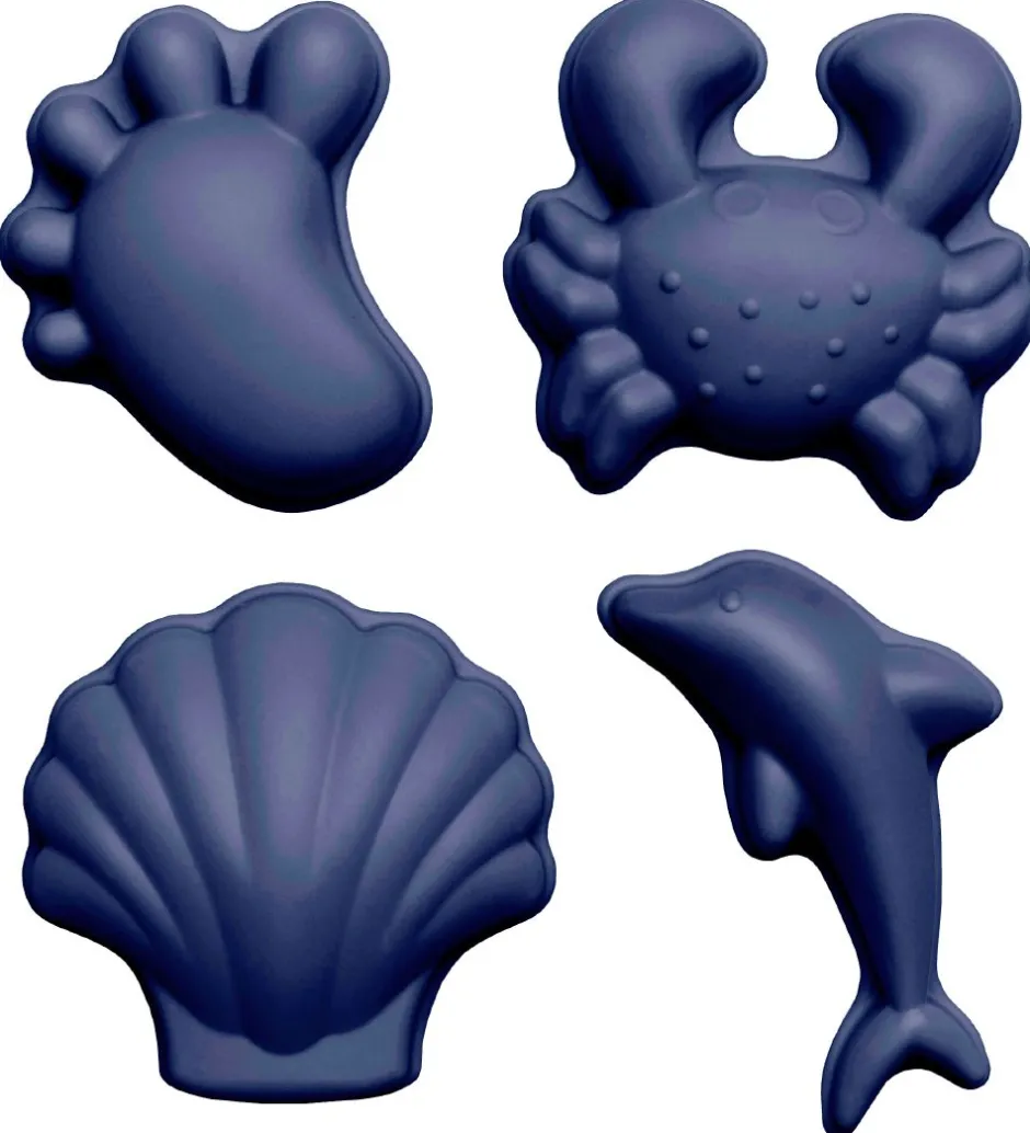 Sandforme - 4 stk - Silikone - 6,5-10,5 cm - Blå>Scrunch
