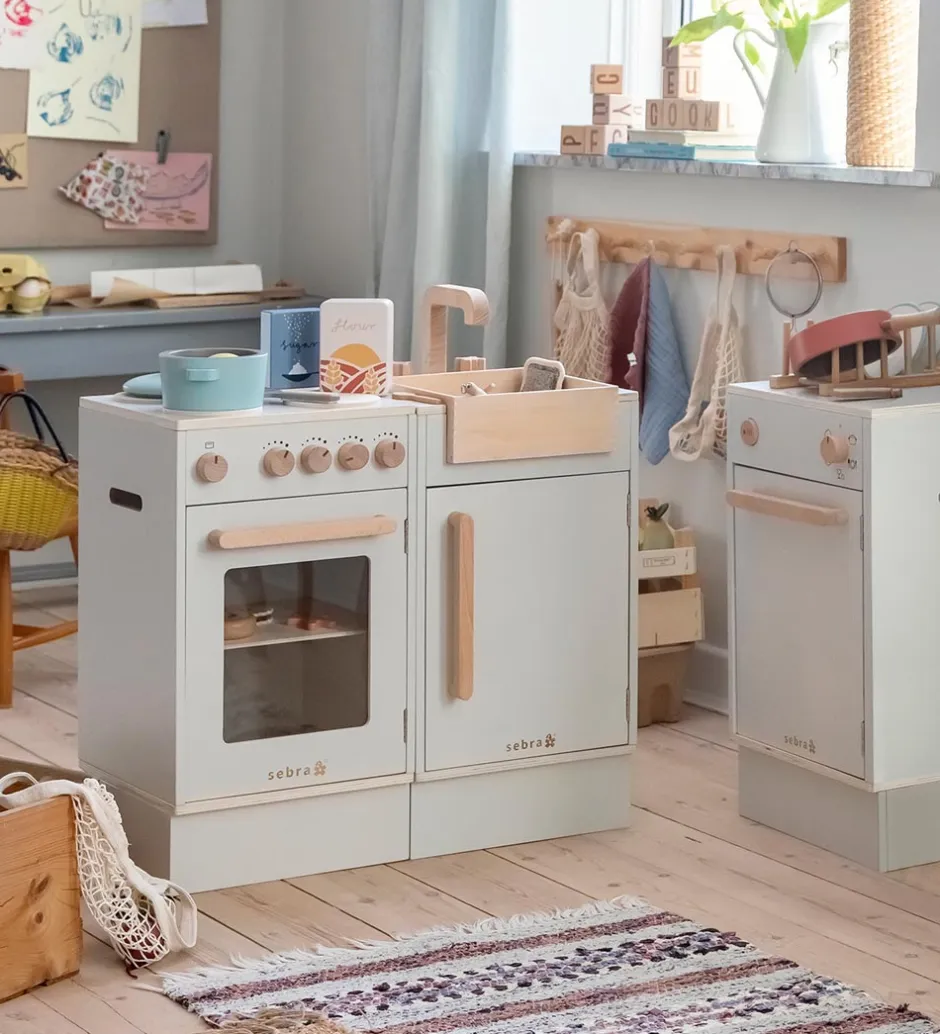 Legekøkken - Vaskeskab - Træ - Seabreeze Beige>Sebra Hot