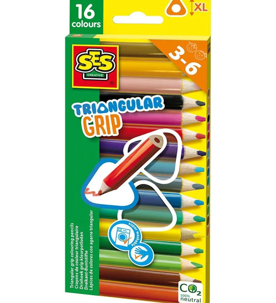 - Farveblyanter - Trekantede - 16 Stk.>SES Creative New
