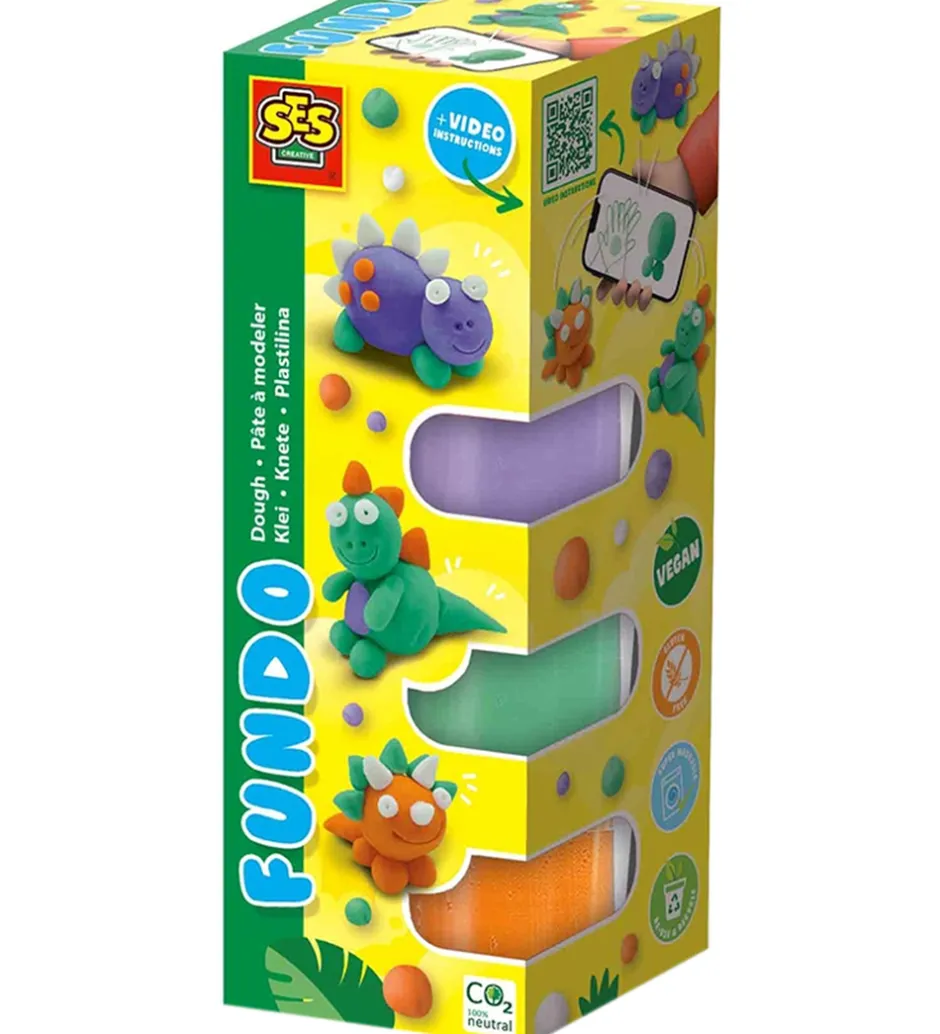 Modellervoks - 3x90gr/1x40g - FunDo Dinosaurer>SES Creative Outlet