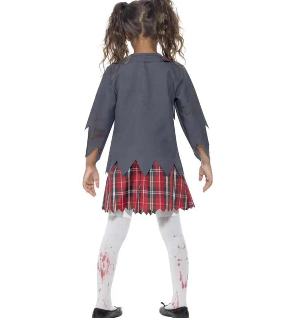 Udklædning - Zombie School Girl - Grå/Hvid/Rød>Smiffys Hot