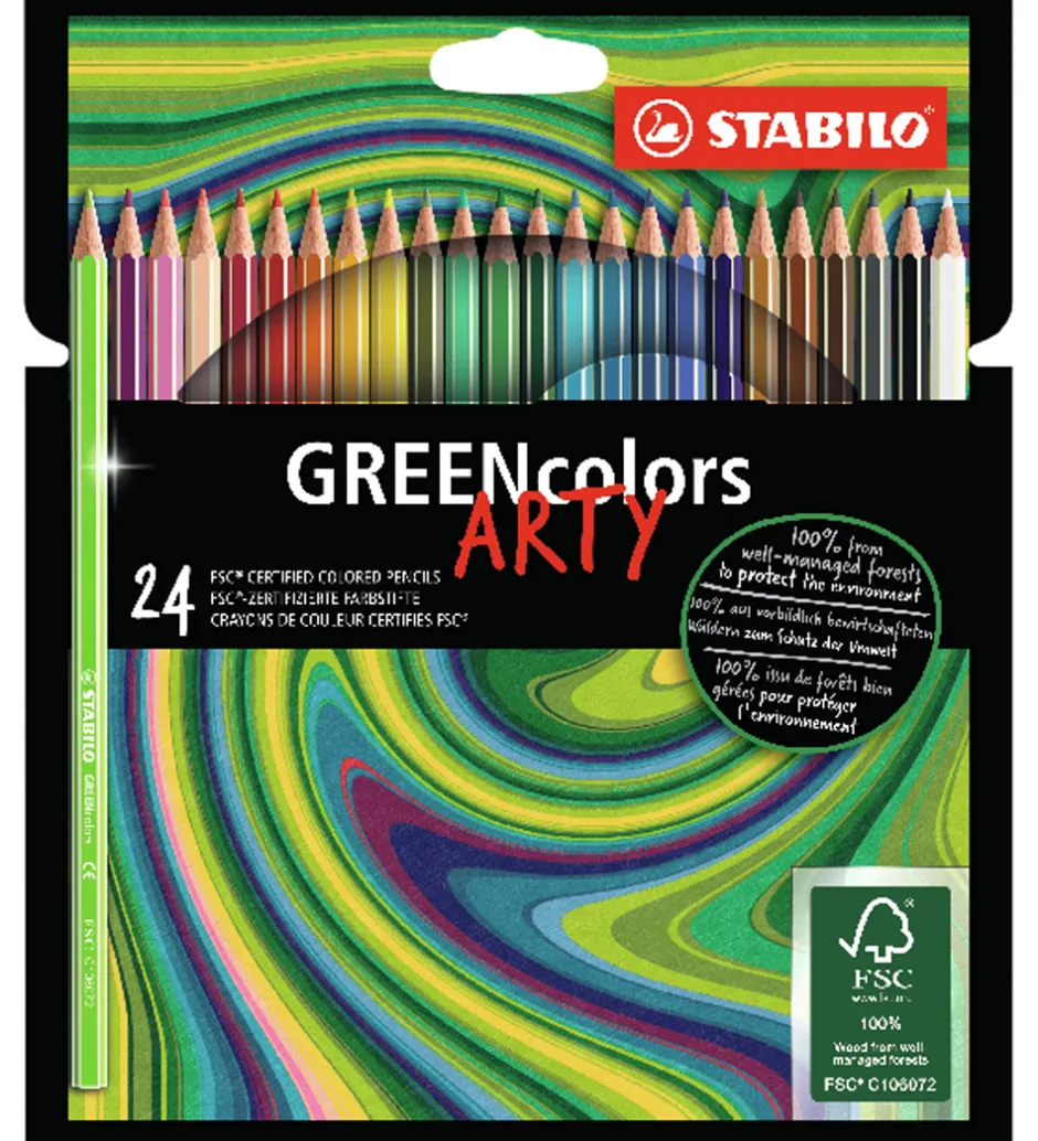 Farveblyanter - GreenColors Arty - 24 Stk. - Multifarvet>Stabilo Clearance