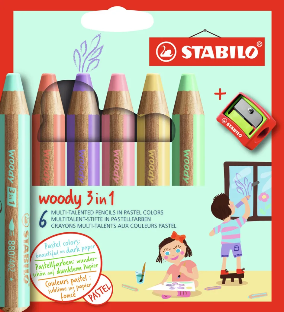 Farveblyanter - Woody 3-i-1 - 6 Stk. - Pastel>Stabilo Best