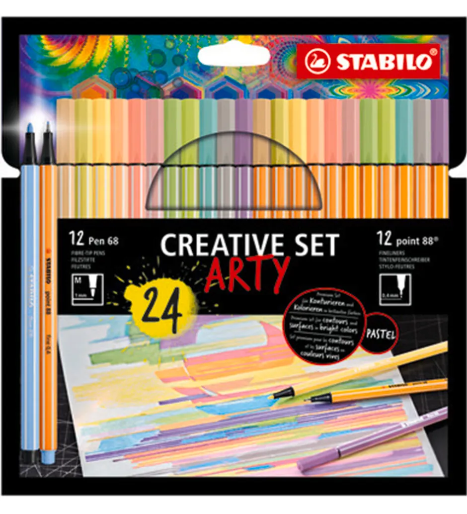Tuscher - Pen 68/Point 88 Arty - 24 stk. - Pastel>Stabilo Clearance