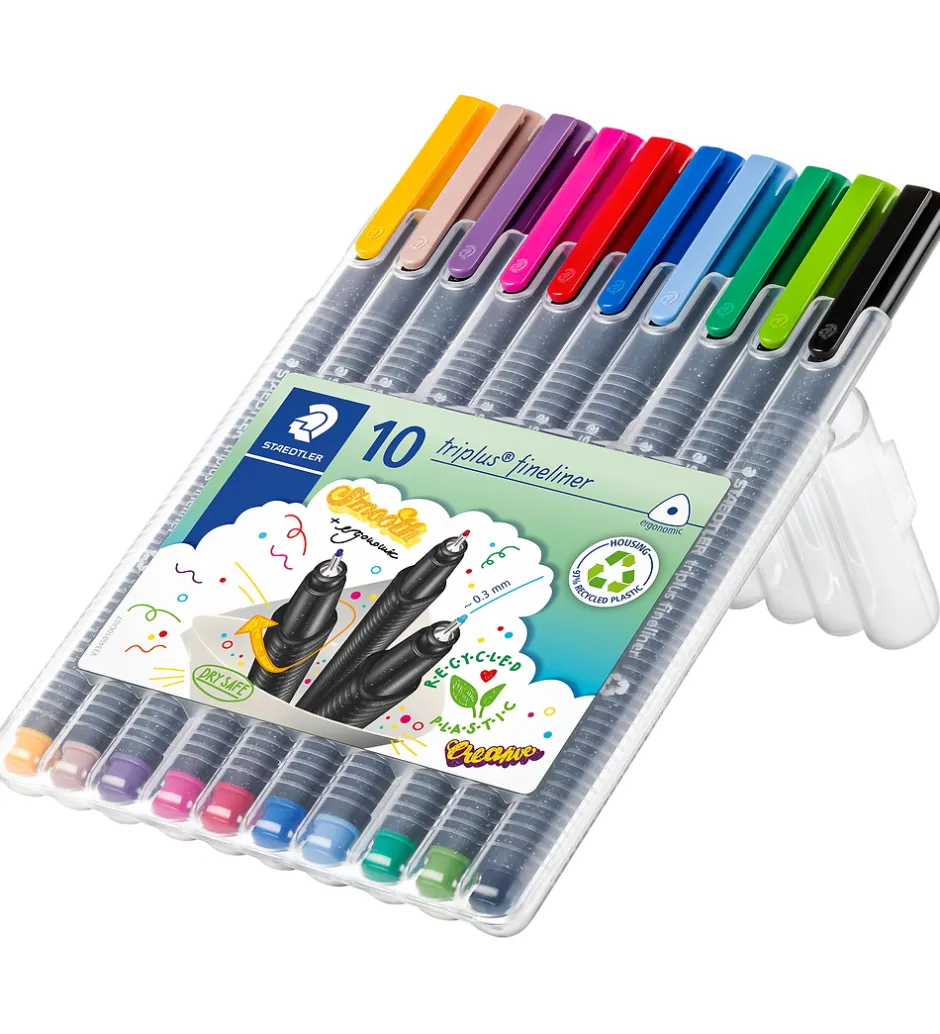 Tuscher - 10 stk - Triplus Fineliner - 0,3 mm>Staedtler New