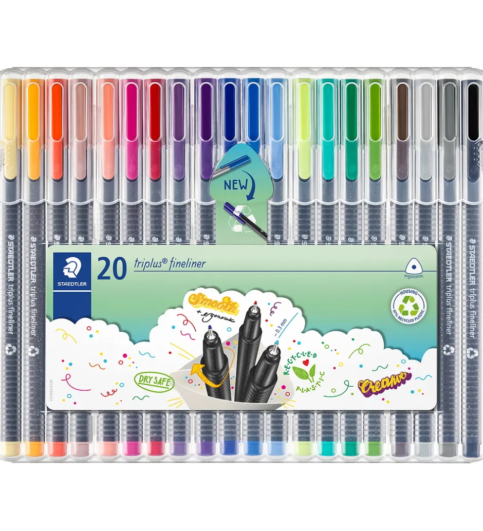 Tuscher - 20 stk - Triplus Fineliner - 0,3 mm>Staedtler Hot