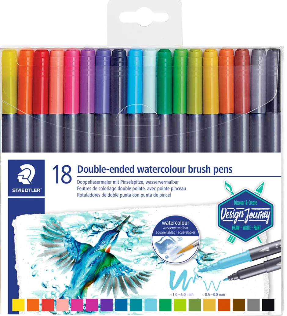 Tuscher - 18 stk. - Double-ended Watercolour Brush Pen>Staedtler Outlet